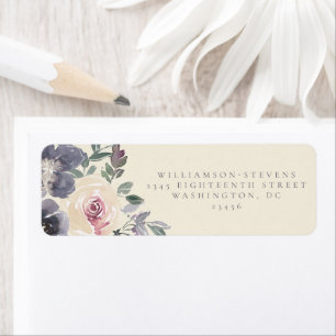 Etiqueta Casamento Elegante De Aquarela Floral Roxo Moderna