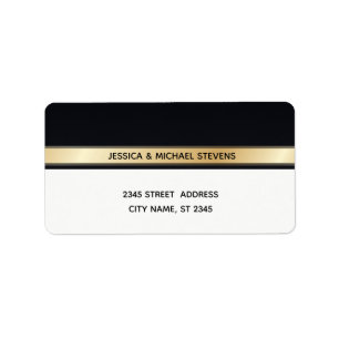 Etiqueta Casamento elegante de branco preto-branco-chico e