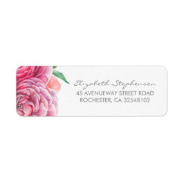 Etiqueta Casamento Elegante De Flores De Água Rosa