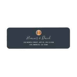 Etiqueta Casamento elegante de ouro marinho monograma elega