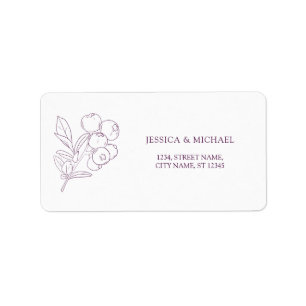 Etiqueta Casamento elegante do esboço botânico roxo moder