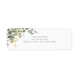 Etiqueta Casamento Elegante Dourado Verde Eucalipto