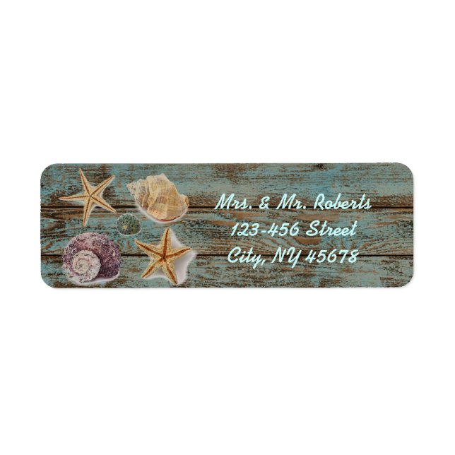 Etiqueta casamento elegante e romântico de conchas de praia (Frente)