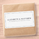Etiqueta Casamento | Elegante Endereço de Retorno Personali<br><div class="desc">Composto de uma simples estrutura revestida de hetero com tipografia serif. Tudo contra um pano de fundo de cor pura. Esses elementos são simples,  chic e elegantes. Este é projetado pelo White Paper Birch Co.,  exclusivo para Zazzle. Disponível aqui: http://www.zazzle.com/whitepaperbirch</div>
