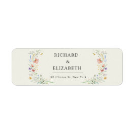 Etiqueta Casamento Elegante Mínimo de Flor Selvagem Moderna