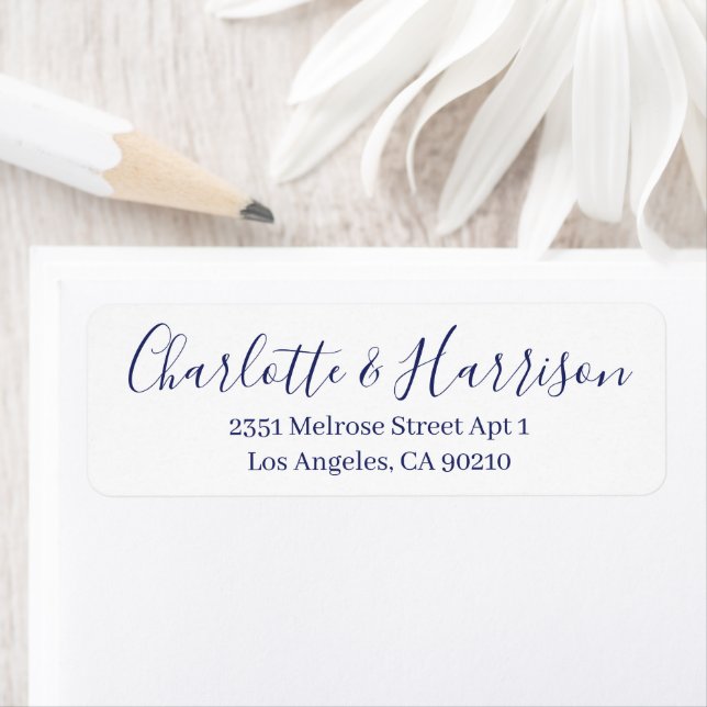 Etiqueta casamento elegante moderno com chic na moda azul (Insitu)