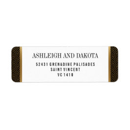 Etiqueta Casamento | Elegante Ouro geométrico em preto