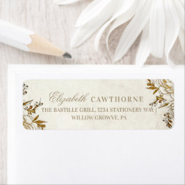 Etiqueta Casamento Elegante Rosa ⎮Marfim e Dourado Moderno