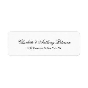 Etiqueta Casamento Elegante Script Criativo Black White Fam
