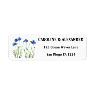 Etiqueta Casamento Elegante Watercolor Cornflower Wildflowe