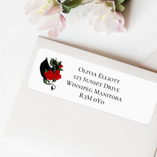 Etiqueta Casamento Fantasia de Rosas vermelhas de Dragão Ne