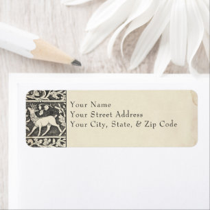 Etiqueta Casamento Fantasia Medieval Cervo Preto Gravura