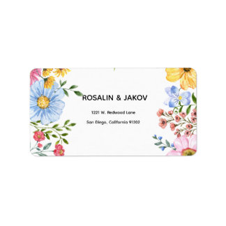 Etiqueta casamento floral aquarela
