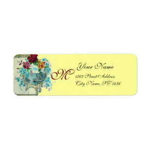 ETIQUETA CASAMENTO FLORAL AZUL AMARELO ROMANTICA