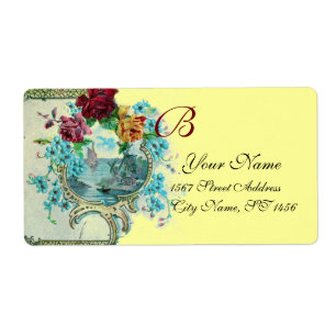ETIQUETA CASAMENTO FLORAL AZUL AMARELO ROMANTICA