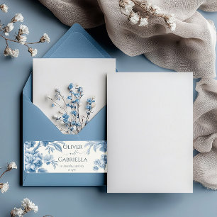 Etiqueta Casamento Floral Azul-Azul, Toile Francesa Elegant