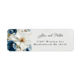 Etiqueta Casamento Floral Azul e Branco