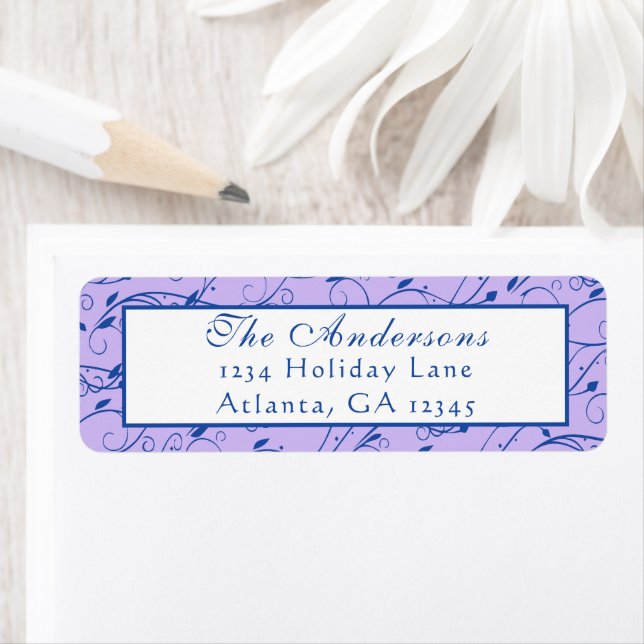 Etiqueta Casamento Floral Azul e Lilac (Insitu)