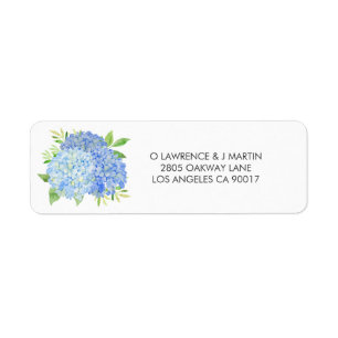 Etiqueta Casamento Floral Azul Hydrangeas Watercolor