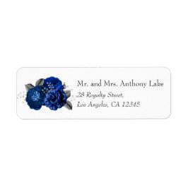 Etiqueta Casamento Floral Azul Real e Prata