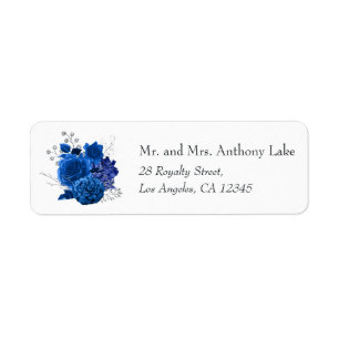 Etiqueta Casamento Floral Azul Real e Prata