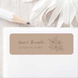 Etiqueta Casamento Floral Bege Elegante