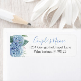 Etiqueta Casamento Floral Blue Hydrangeas Watercolor