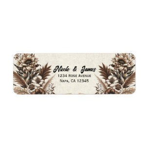 Etiqueta Casamento Floral Boêmio Vintage Elegante