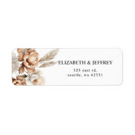 Etiqueta Casamento Floral Boho Outono Pampas Terracota Rúst