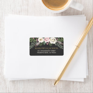 Etiqueta Casamento Floral Boho Rústico Escuro e Sombrio