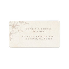 Etiqueta Casamento Floral Branco Mínimo Elegante