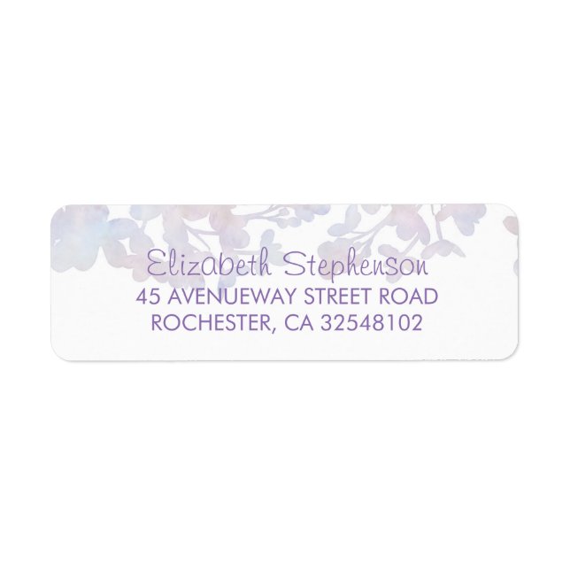 Etiqueta Casamento Floral das Aquarelas Lilac (Frente)