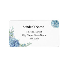 Etiqueta Casamento Floral de Aquarela de Hortênsia Azul Ele
