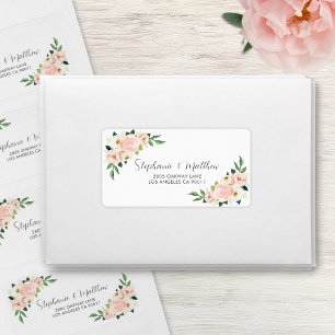 Etiqueta Casamento Floral De Cor De Água Com Rosas Rosa Esc