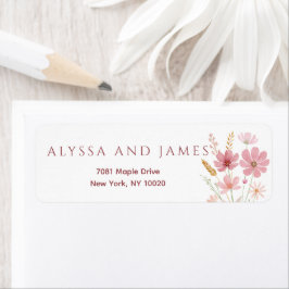 Etiqueta Casamento Floral de Outono Selvagem