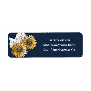 Etiqueta Casamento Floral de Primavera com Girassol Amarelo