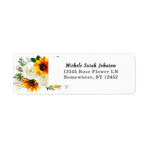 Etiqueta Casamento Floral de Sunflower & White Rose Artsy 2