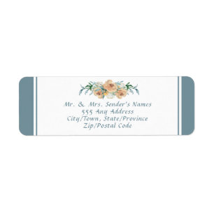 Etiqueta Casamento Floral de Taupe Azul-Verde