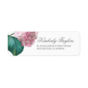 Etiqueta Casamento floral do Hydrangea cor-de-rosa