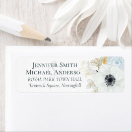 Etiqueta Casamento Floral Dourado de marinho Branco