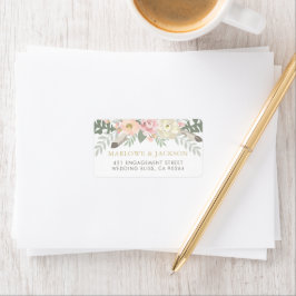Etiqueta Casamento Floral em Aquarela Boho com Tom de Bege