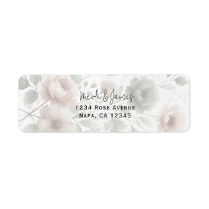 Etiqueta Casamento Floral em Aquarela com Tons de Oliva Emp