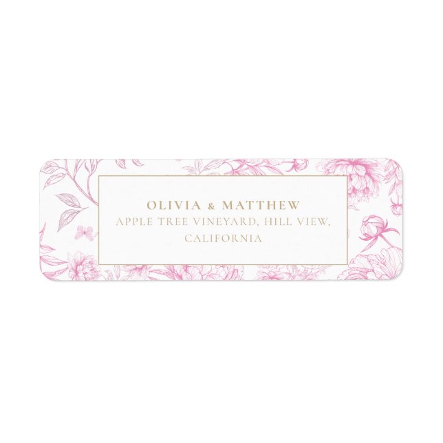Etiqueta Casamento Floral Francês Rosa (Frente)