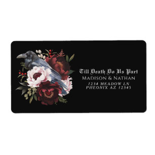 Etiqueta Casamento Floral Raven Raven Gótico Romântico
