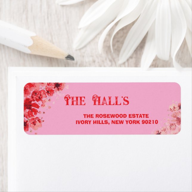Etiqueta Casamento Floral Rosa Romântico (Insitu)