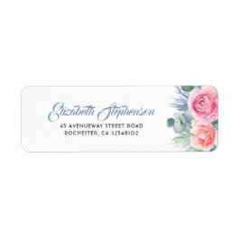 Etiqueta Casamento Floral Rosa-Rosa-Dusty