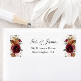 Etiqueta Casamento Floral Rustic Burgundy Orange Ivory Whit