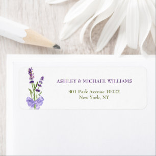 Etiqueta Casamento Floral Simples de Lavanda Roxo