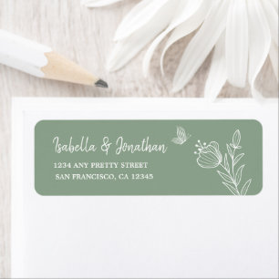 Etiqueta Casamento floral verde sálvia romântico e elegante