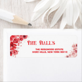Etiqueta Casamento Floral Vermelho Romântico